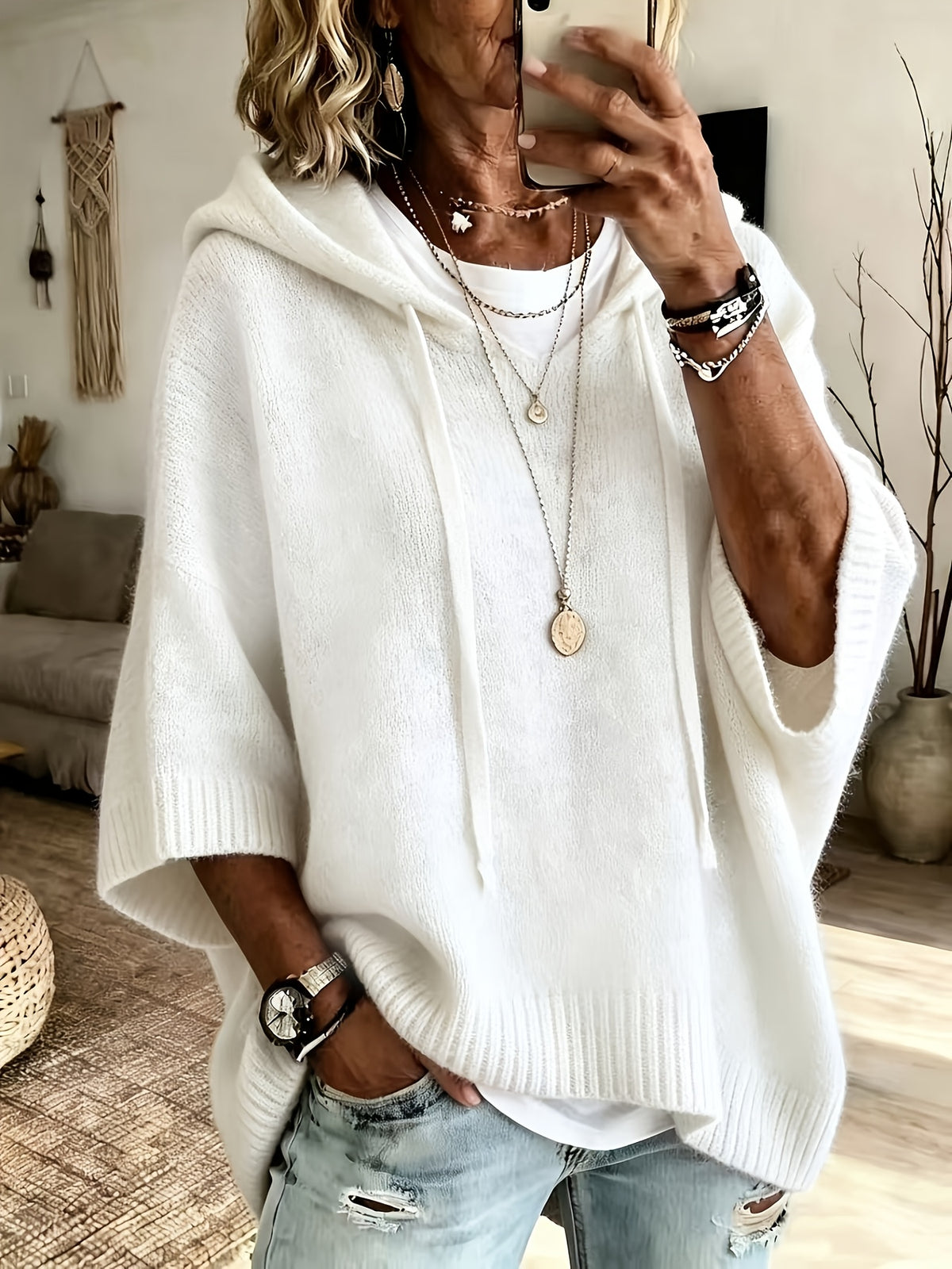 Rue | Drop Shoulder Drawstring Hoodie - view 5