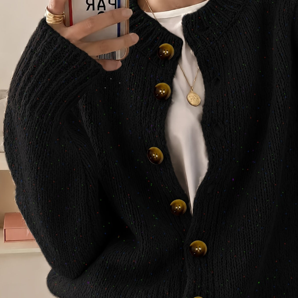 Anouk | Button Front Crew Neck Cardigan - view 19