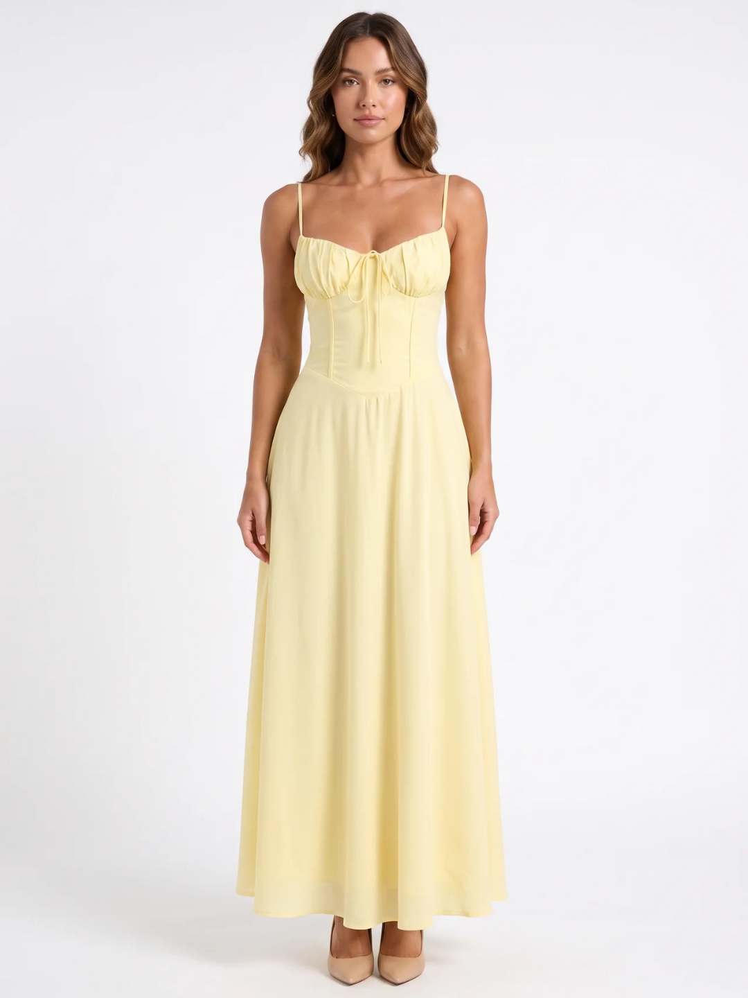 Rosalind | Tie-Front Ruched Bust Tiered Maxi Dress