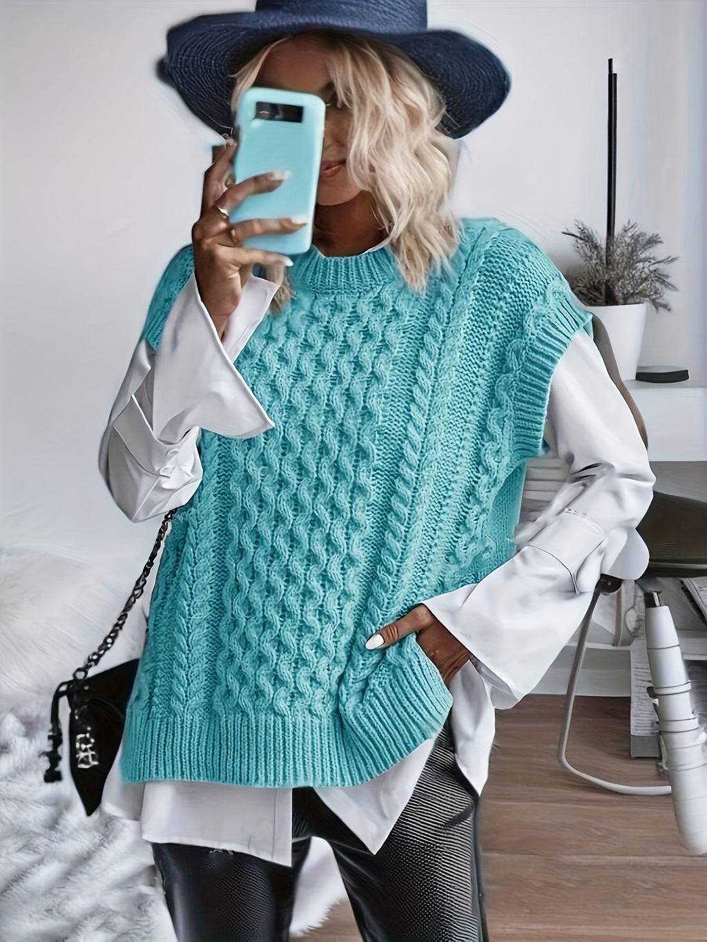 Imogen | Cable Knit Sleeveless Vest - view 3