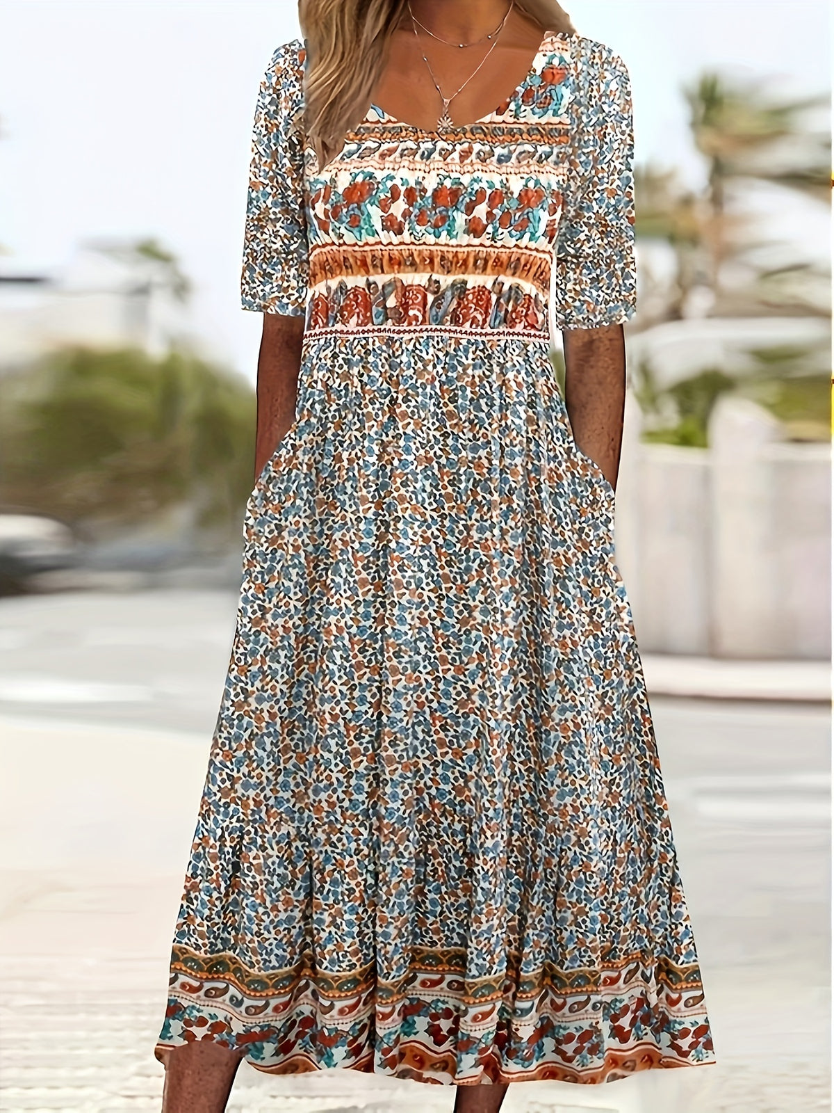 Monroe | Colour-Block Floral Midi Dress (Plus)