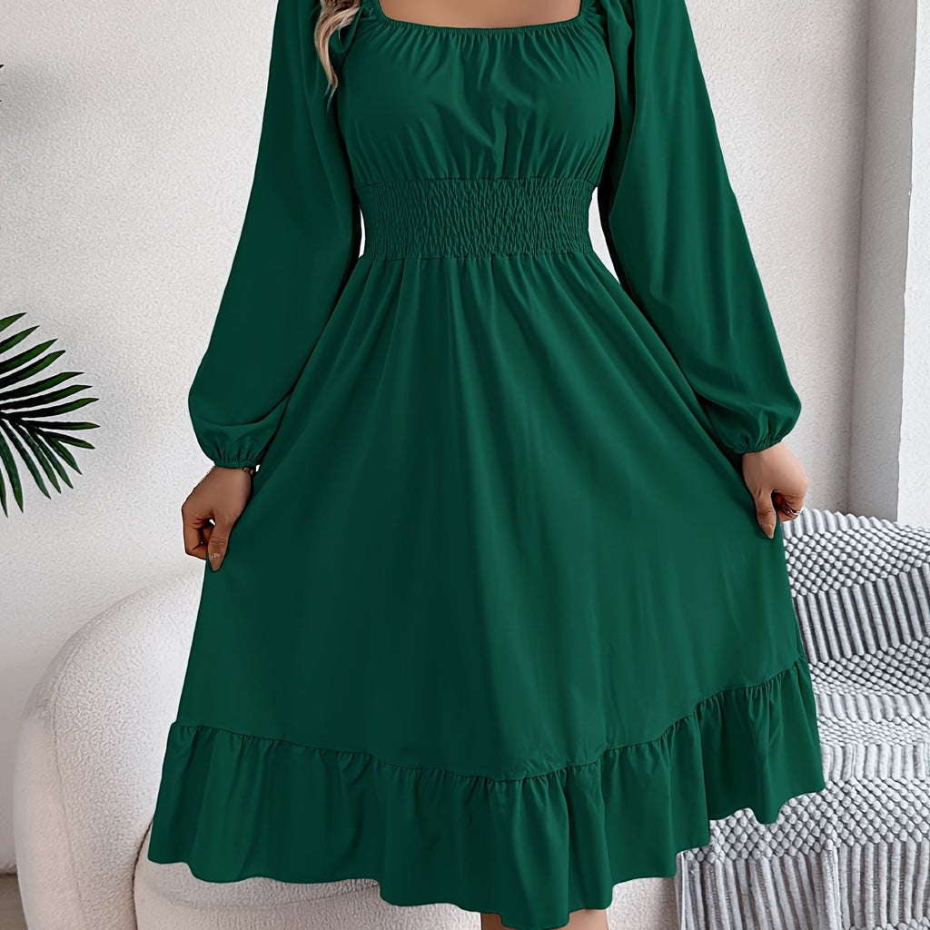 Lennon | Square Neck Waist-Cinching A-Line Dress