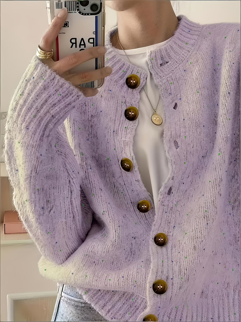 Anouk | Button Front Crew Neck Cardigan - view 8