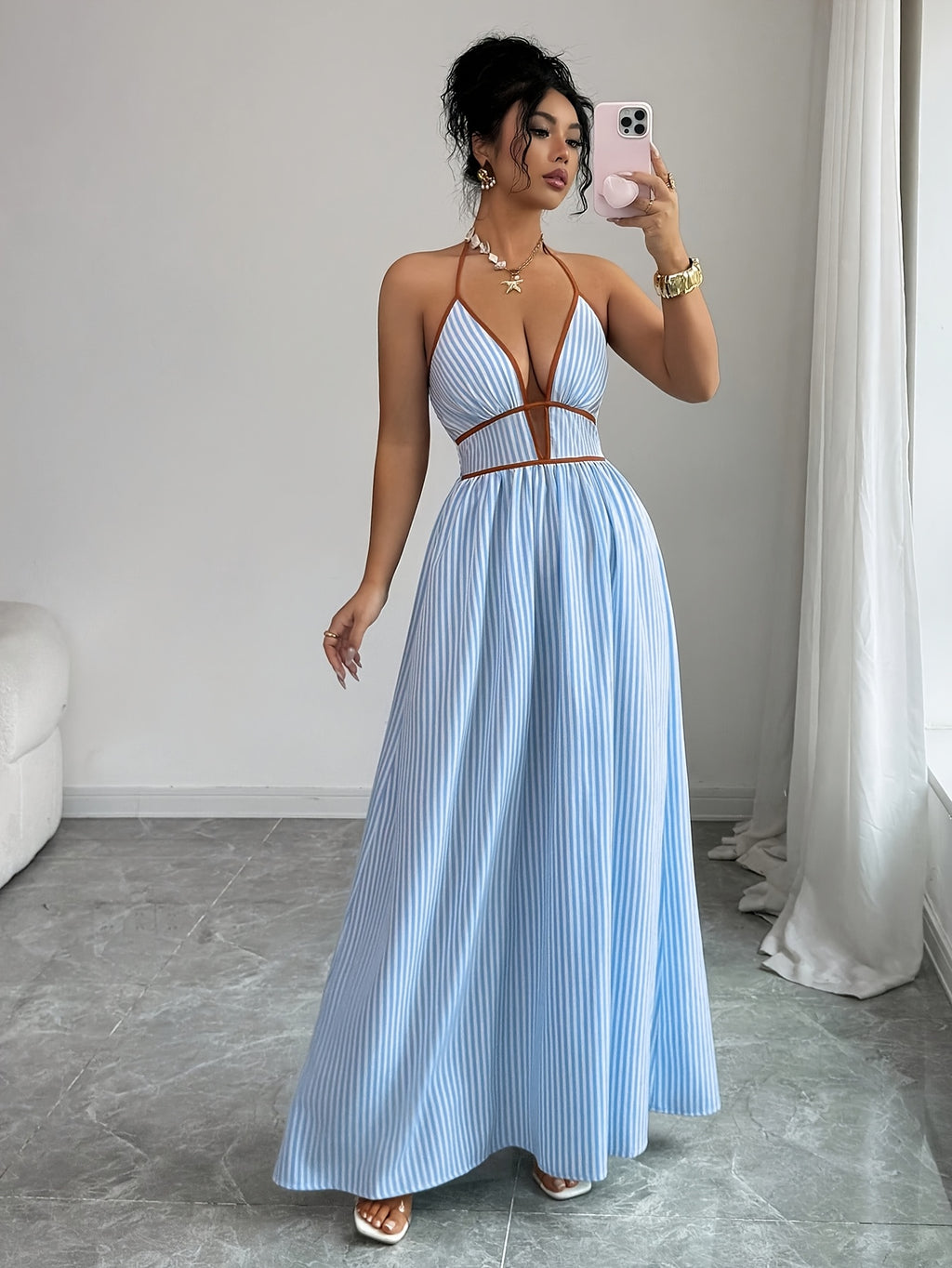 Tatum | Striped Colour-Block Wrap-Front Midi Dress