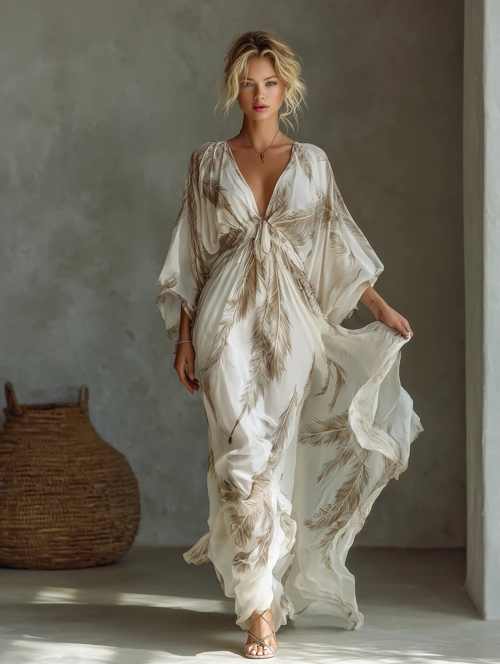 Paige Women's Palm Print Chiffon Maxi Dress