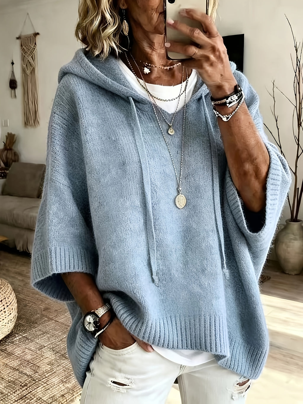 Rue | Drop Shoulder Drawstring Hoodie - view 6