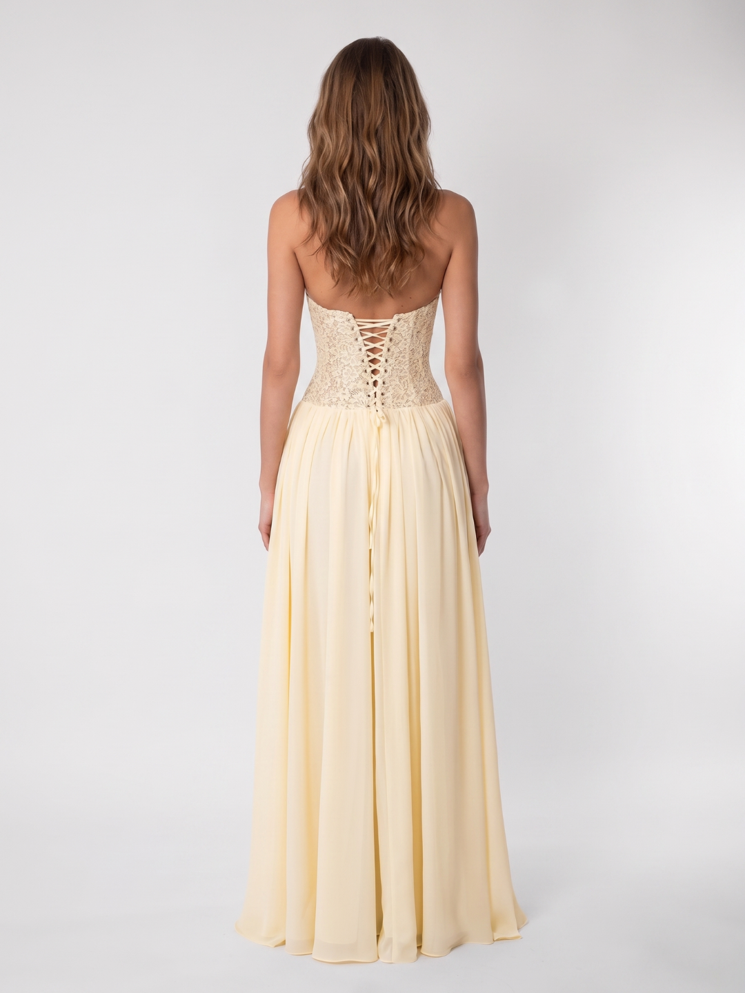 Evangeline | Lace Corset Halter Flowing Maxi Dress