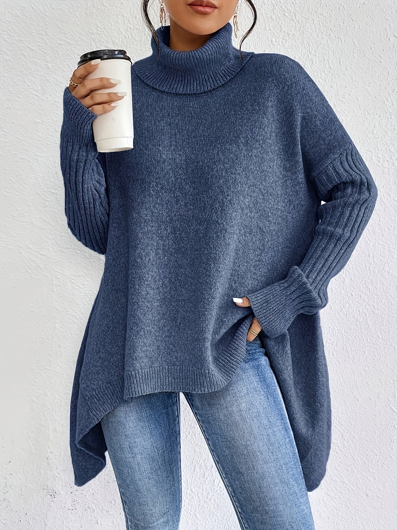 Elise | High Neck Long Sleeve Knit Pullover - view 5