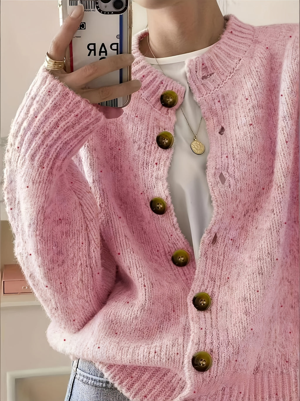 Anouk | Button Front Crew Neck Cardigan - view 4