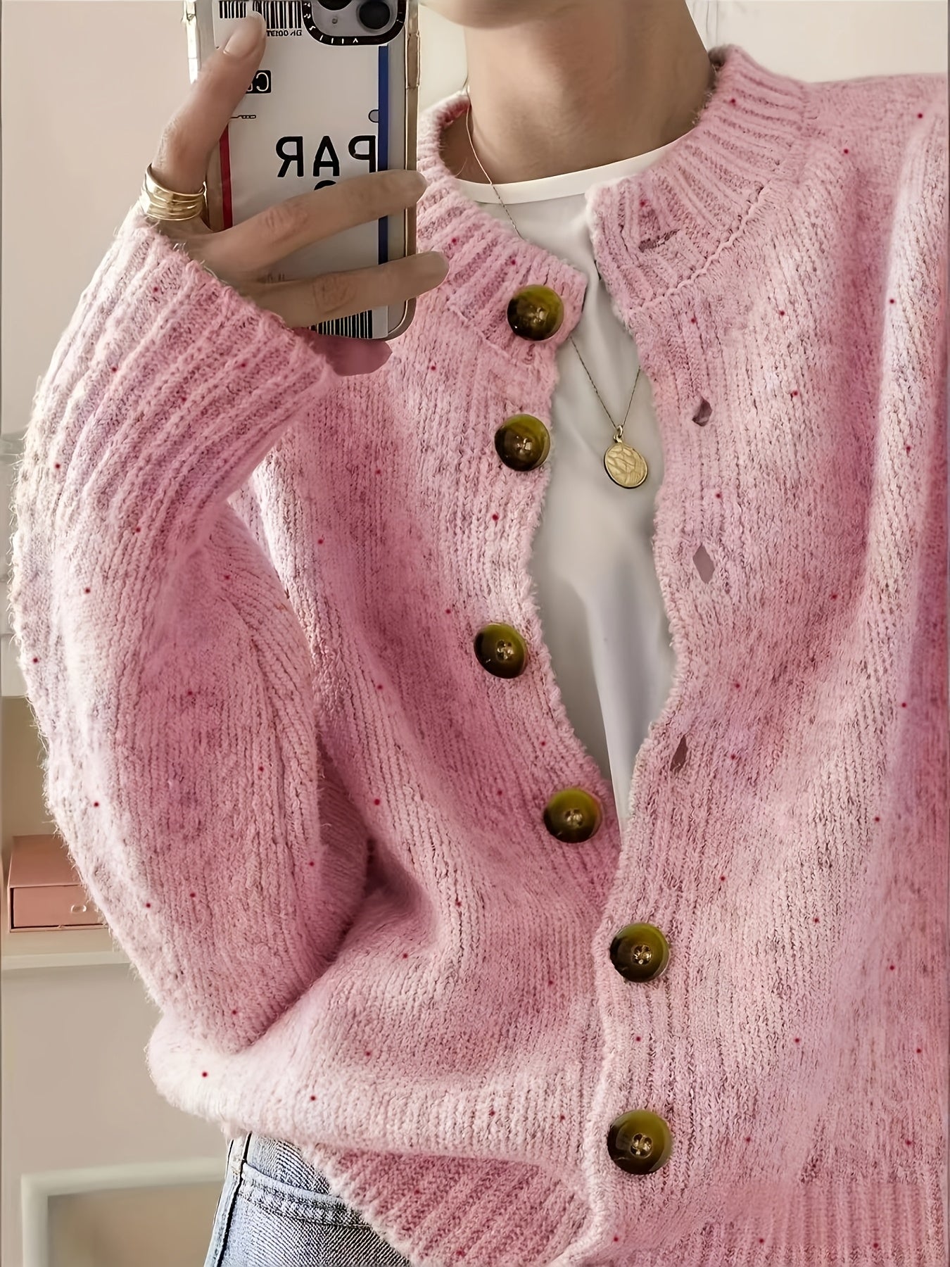 Anouk | Button Front Crew Neck Cardigan - view 4