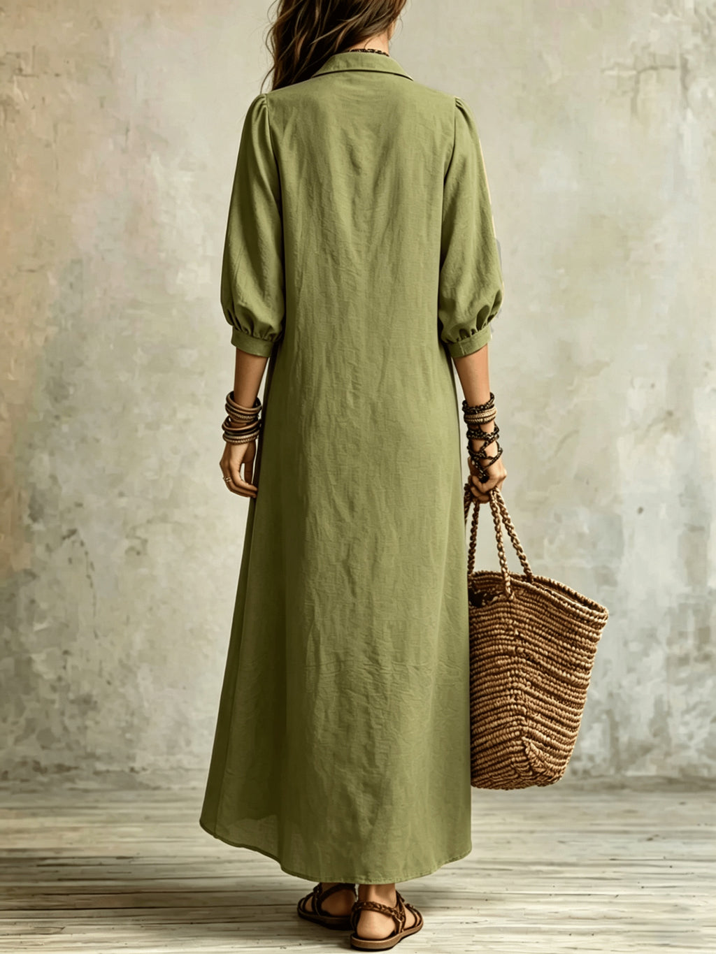 Alina | Lapel Front-Slit Button Maxi Dress