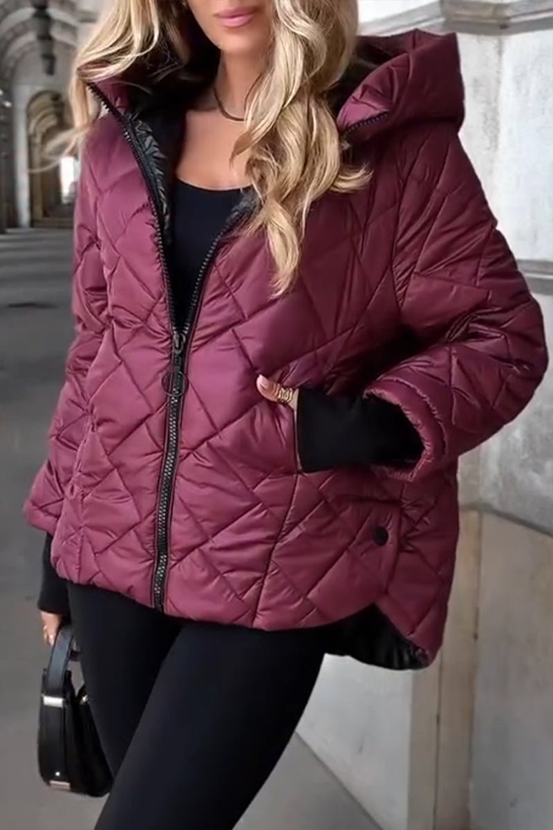 Elspeth | Diamond Quilted Hooded Puffer Jacket - view 4