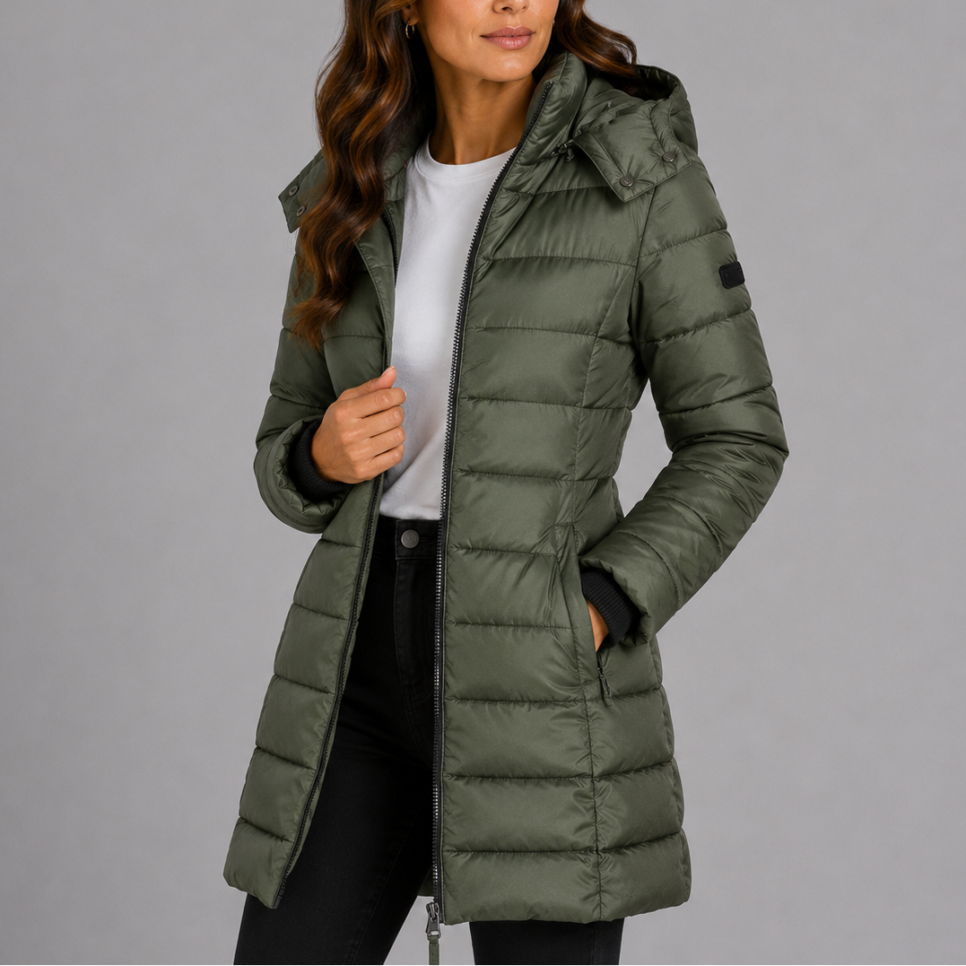 Ilse | Insulated Long Hooded Puffer Coat - view 5