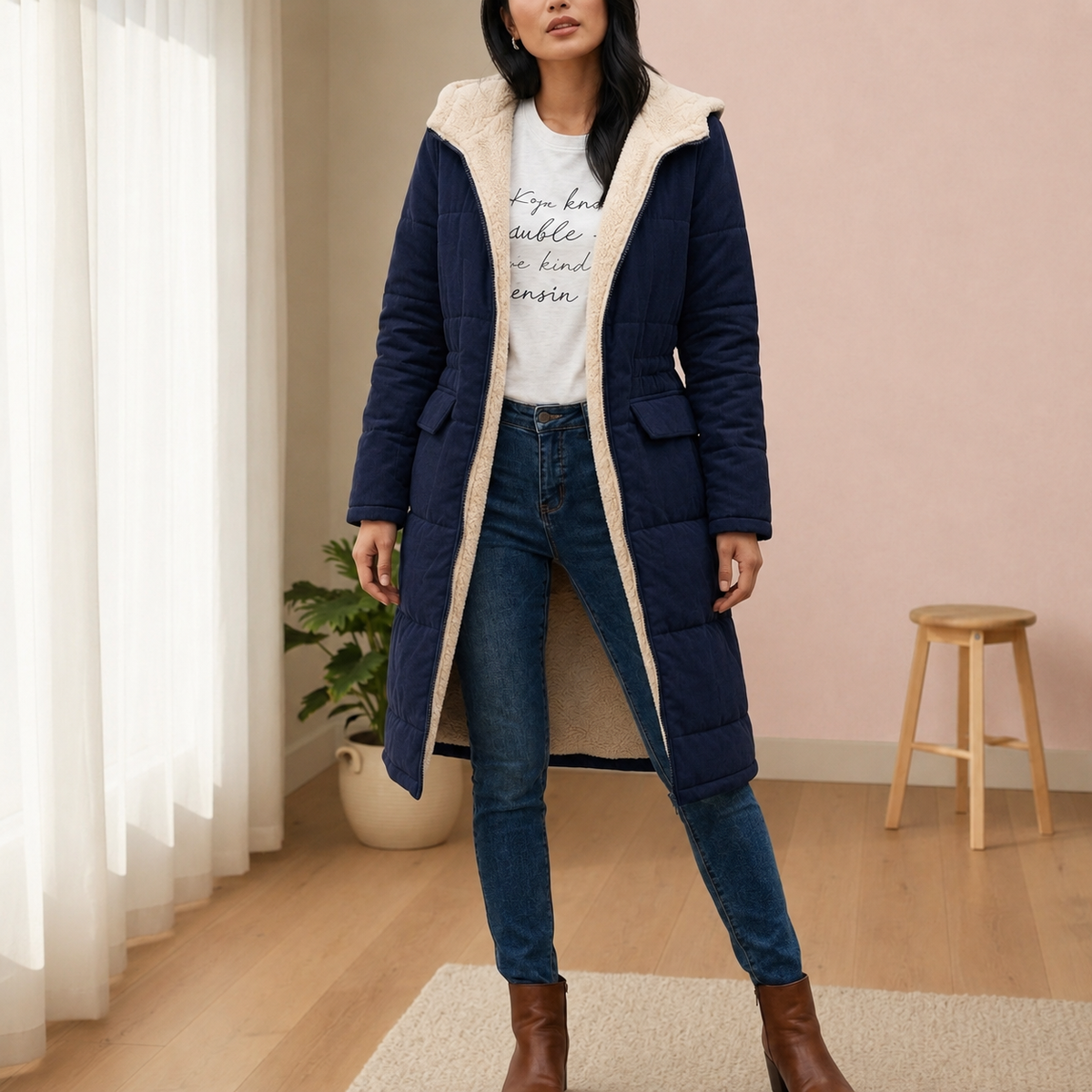 Liesl | Sherpa Lined Long Puffer Coat - view 5