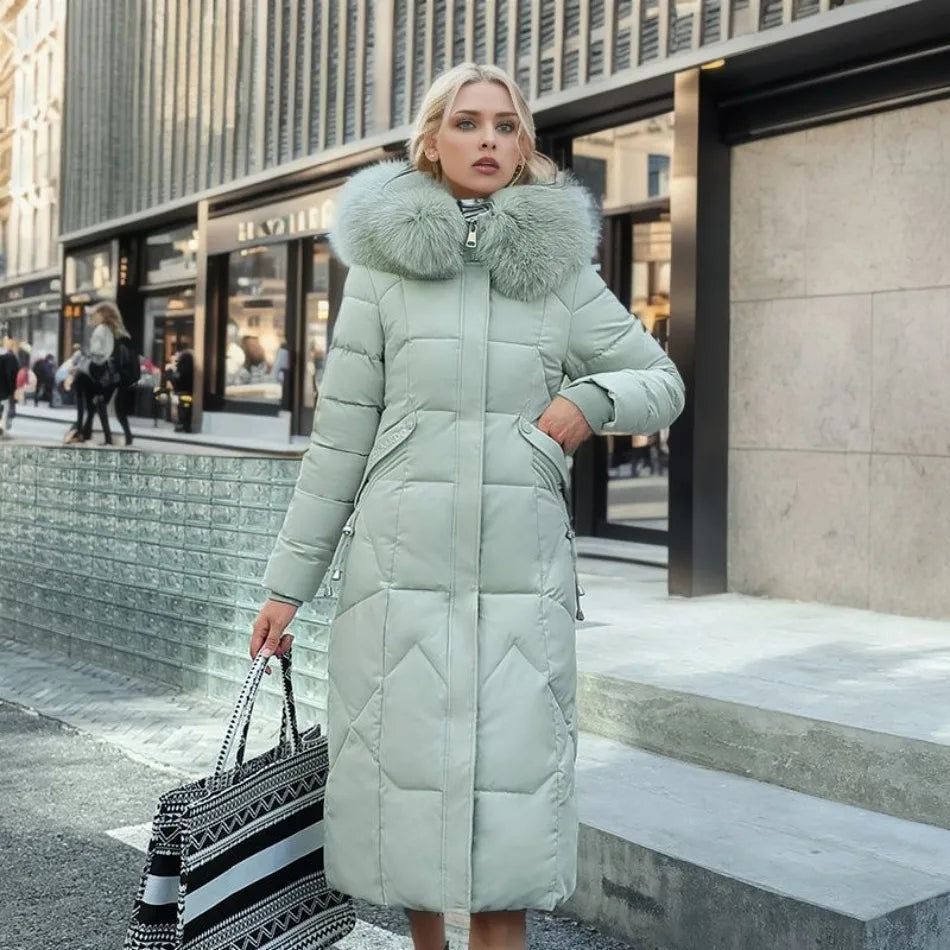 Cora | High Collar Long Quilted Puffer Coat - view 13