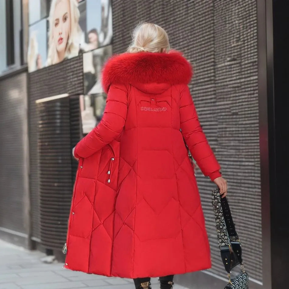 Cora | High Collar Long Quilted Puffer Coat - view 4
