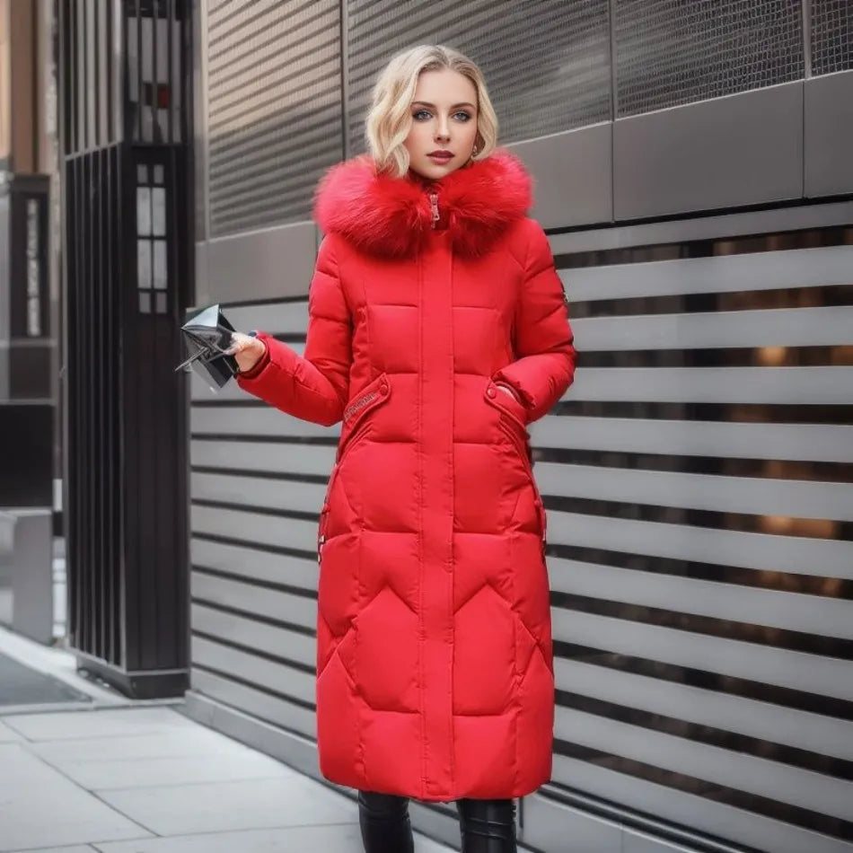 Cora | High Collar Long Quilted Puffer Coat - view 10