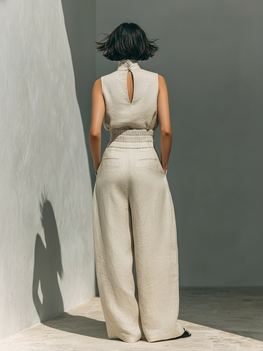 Ramona Women's Linen-Blend Wide-Leg Pants Set