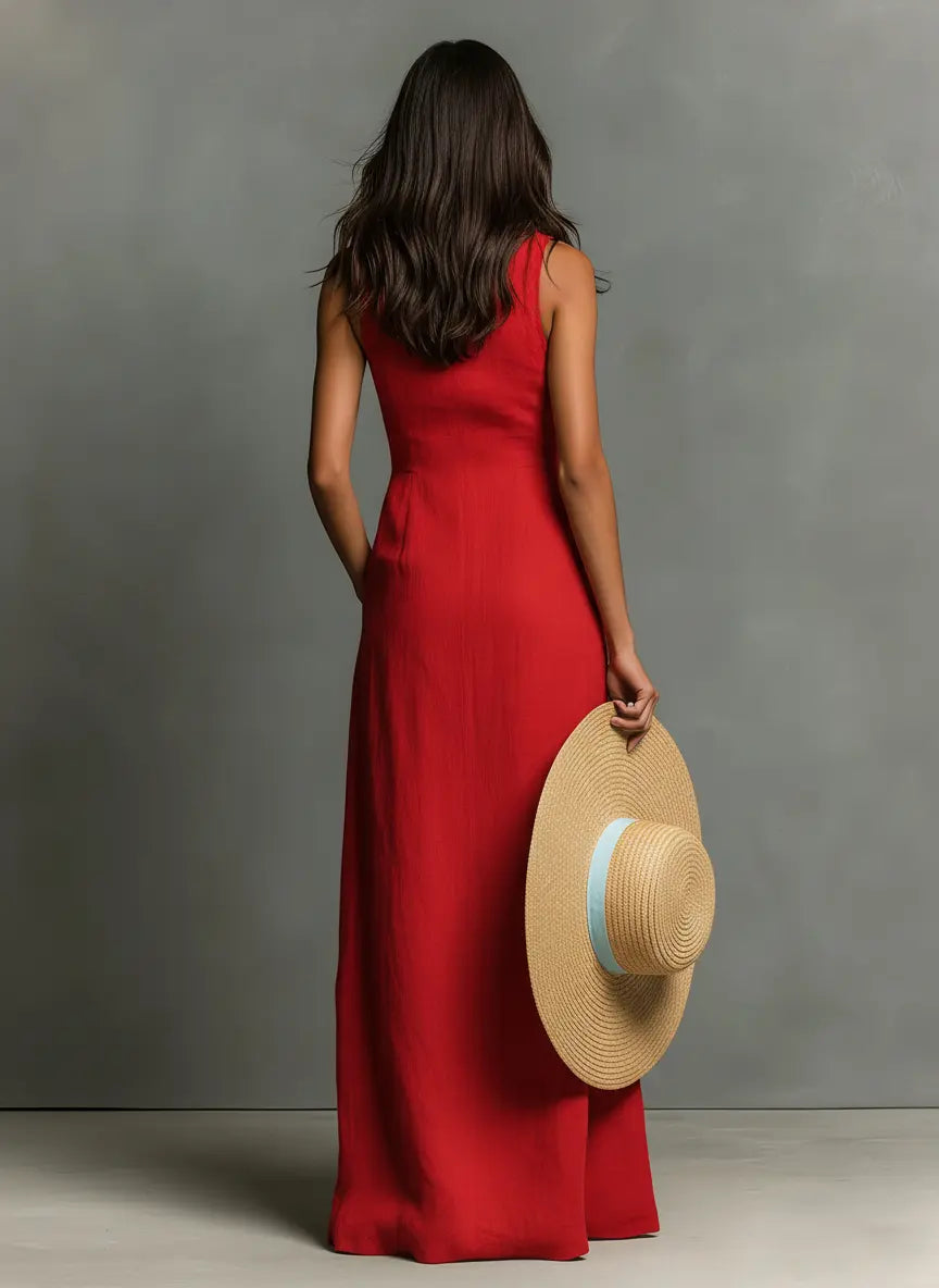 Opal Women's Linen Maxi Shirt Dress