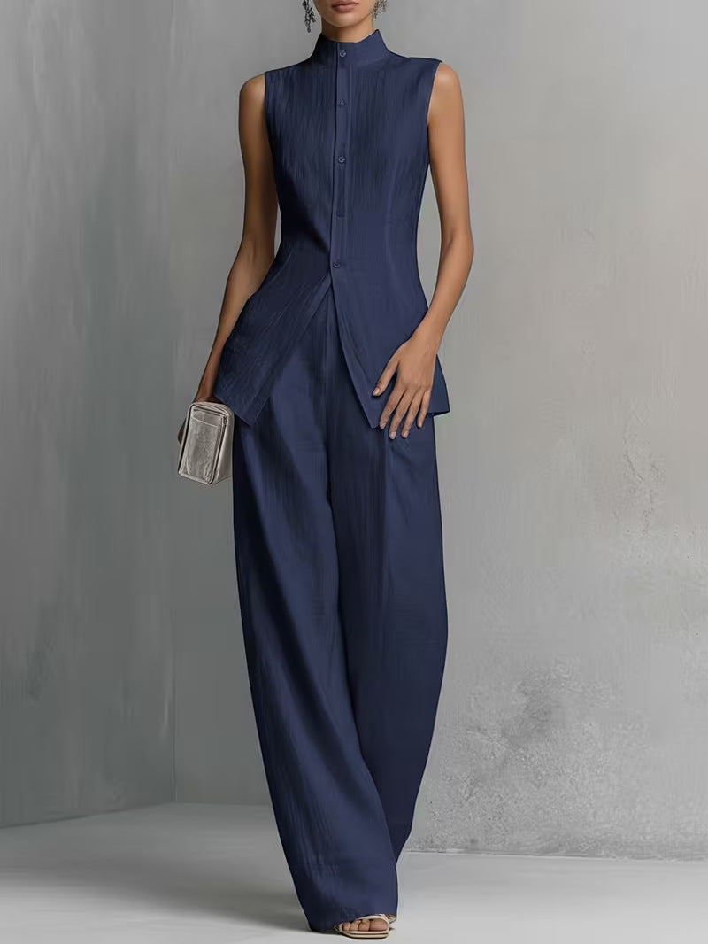 Celeste Women's Linen Wide-Leg Pants Set