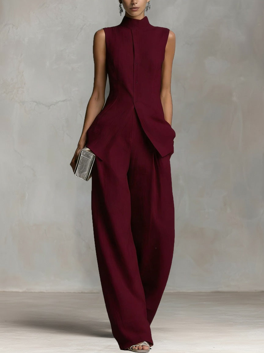 Celeste Women's Linen Wide-Leg Pants Set