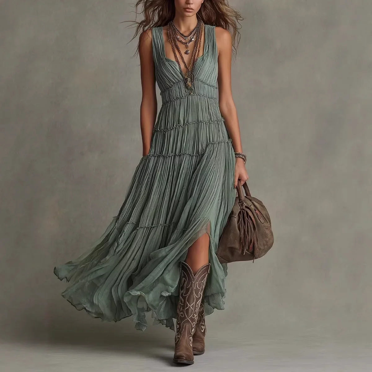 Juliet Women's Tiered Sleeveless Boho Maxi Dress