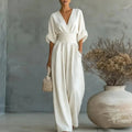 Gwendolyn Women's Chiffon V-Neck Wide-Leg Jumpsuit