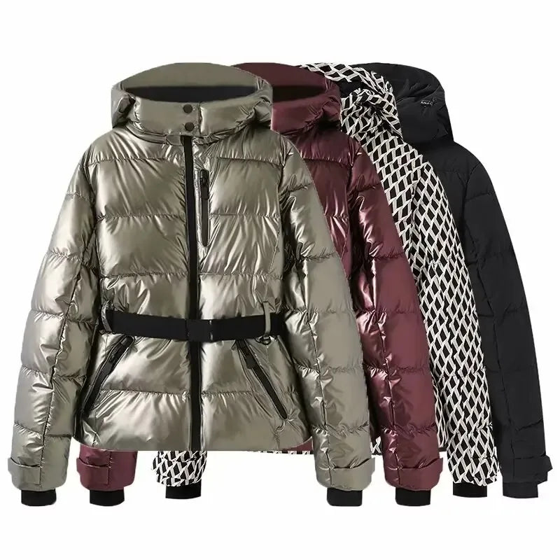 Petra | Belted Hooded Padded Parka - front view