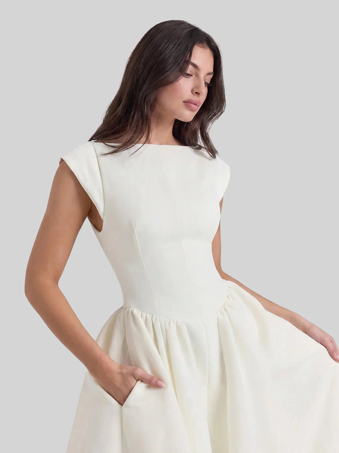 Bridget Women's Full Skirt Satin Midi Dress