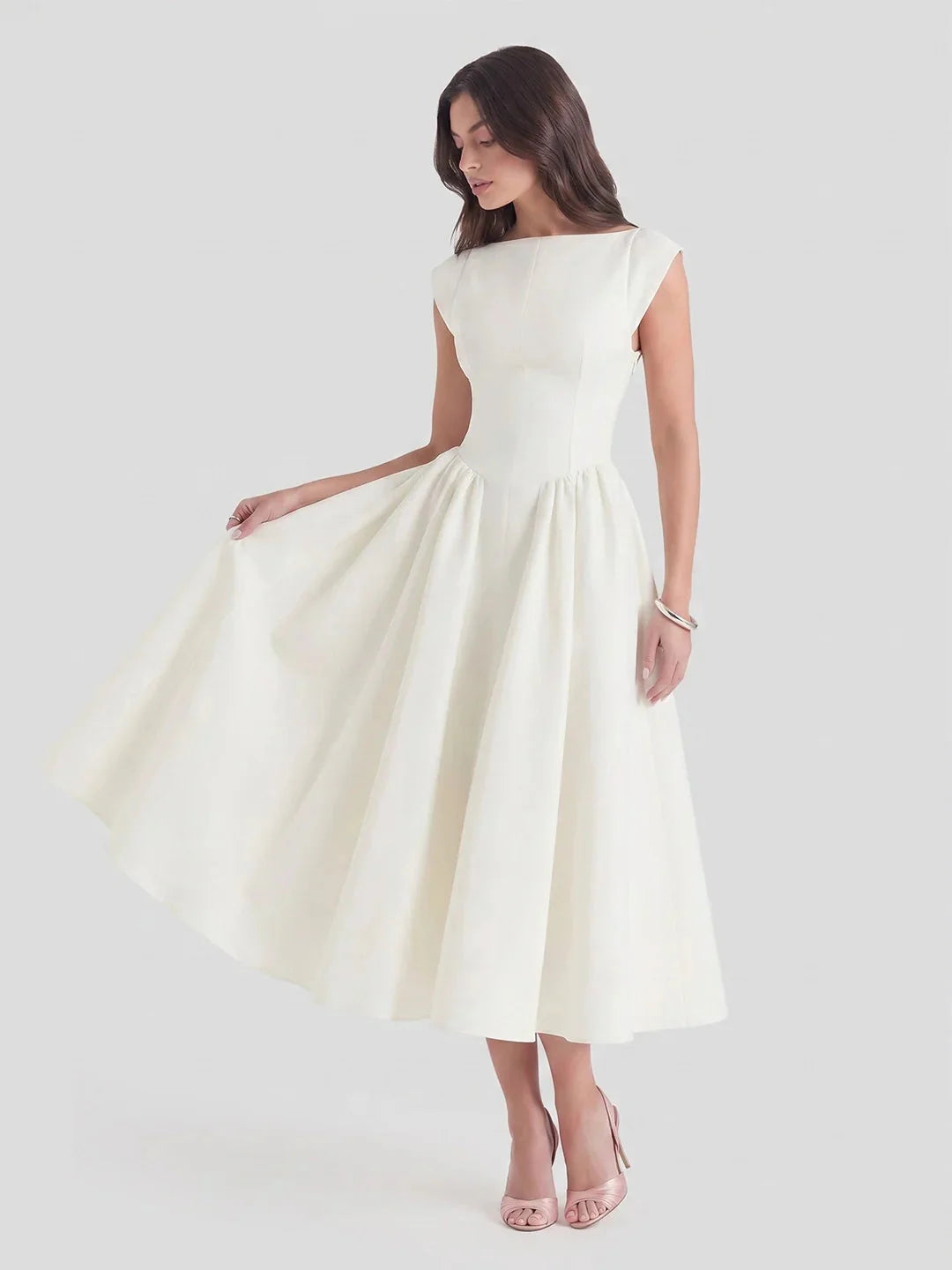Bridget Women's Full Skirt Satin Midi Dress