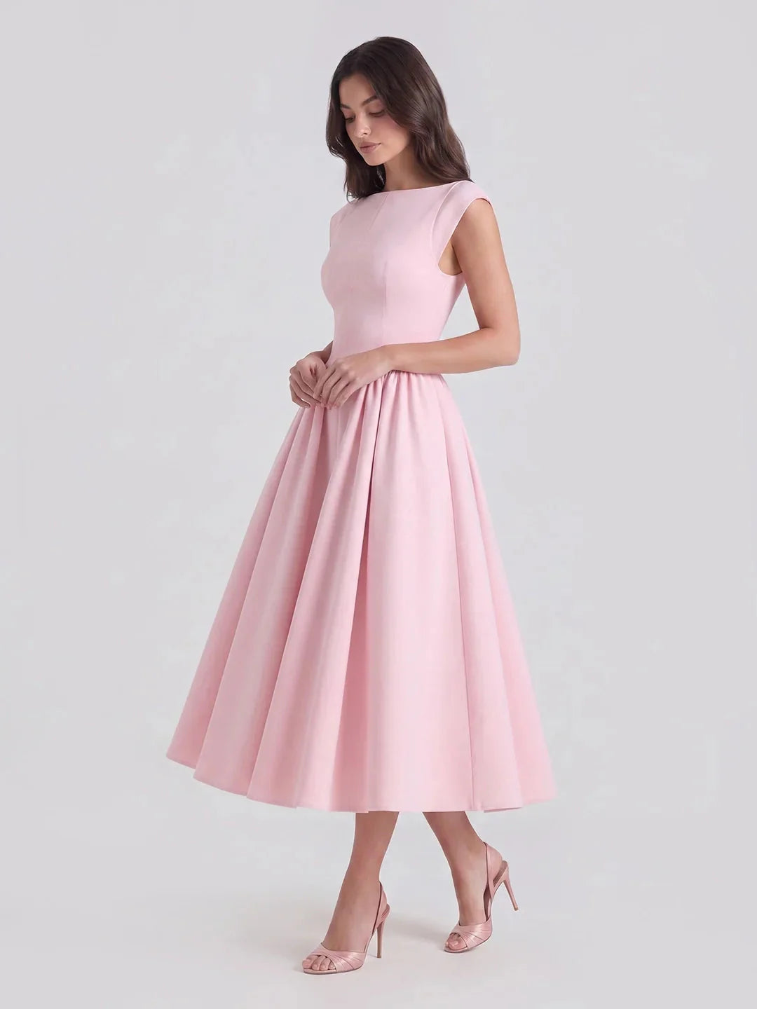 Bridget Women's Full Skirt Satin Midi Dress