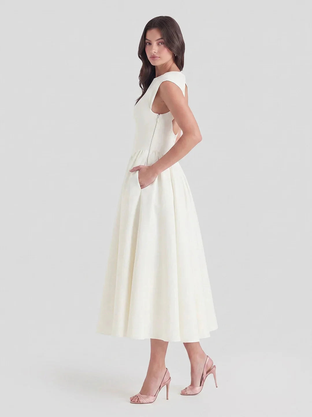 Bridget Women's Full Skirt Satin Midi Dress