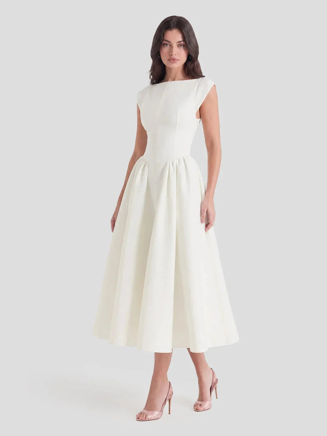Bridget Women's Full Skirt Satin Midi Dress