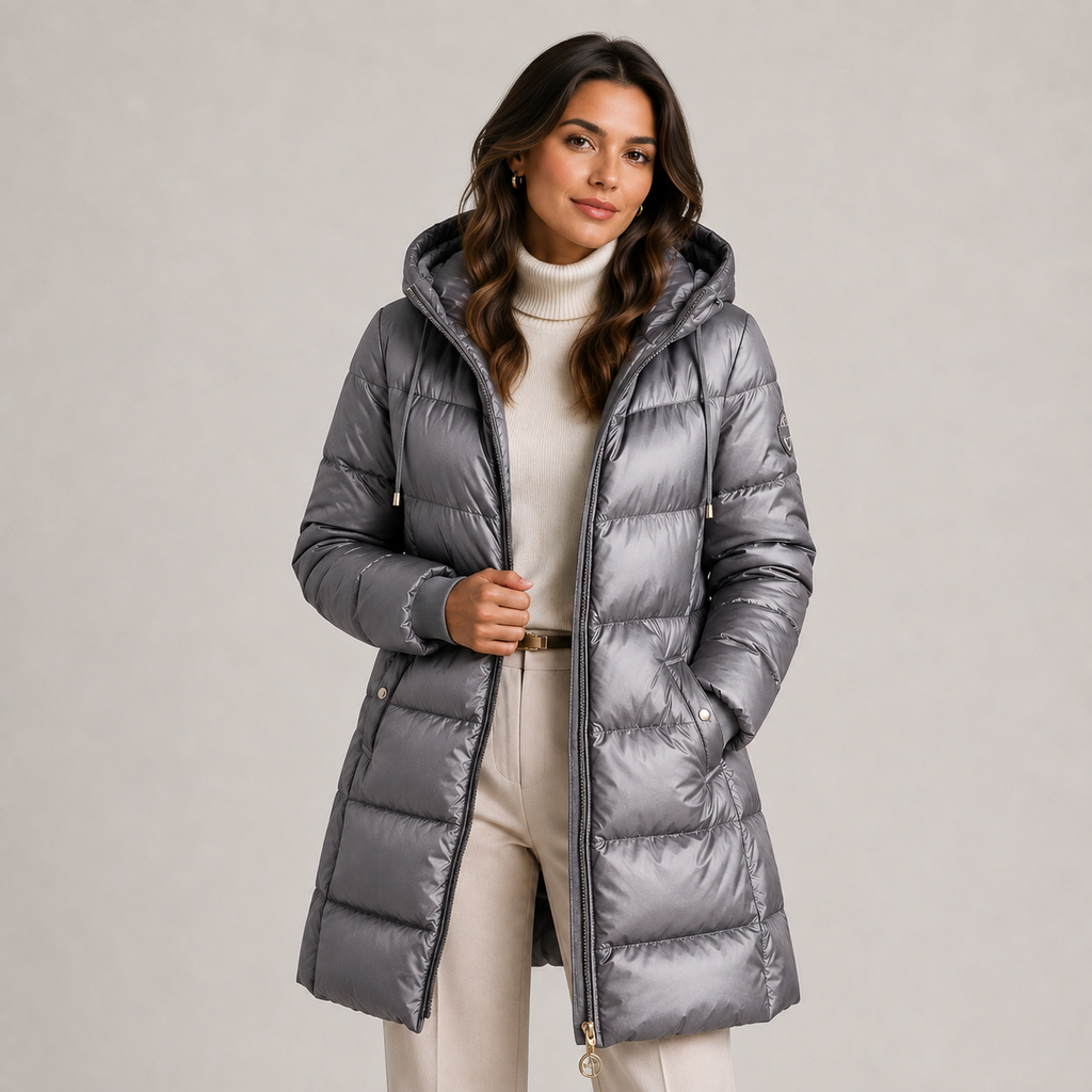 Katya | Lightweight Hooded Puffer Coat - front view