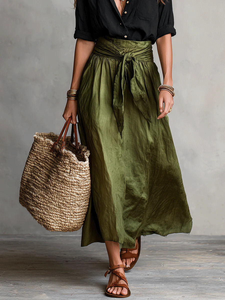 Willow Women's Tie-Waist Button-Front Maxi Dress