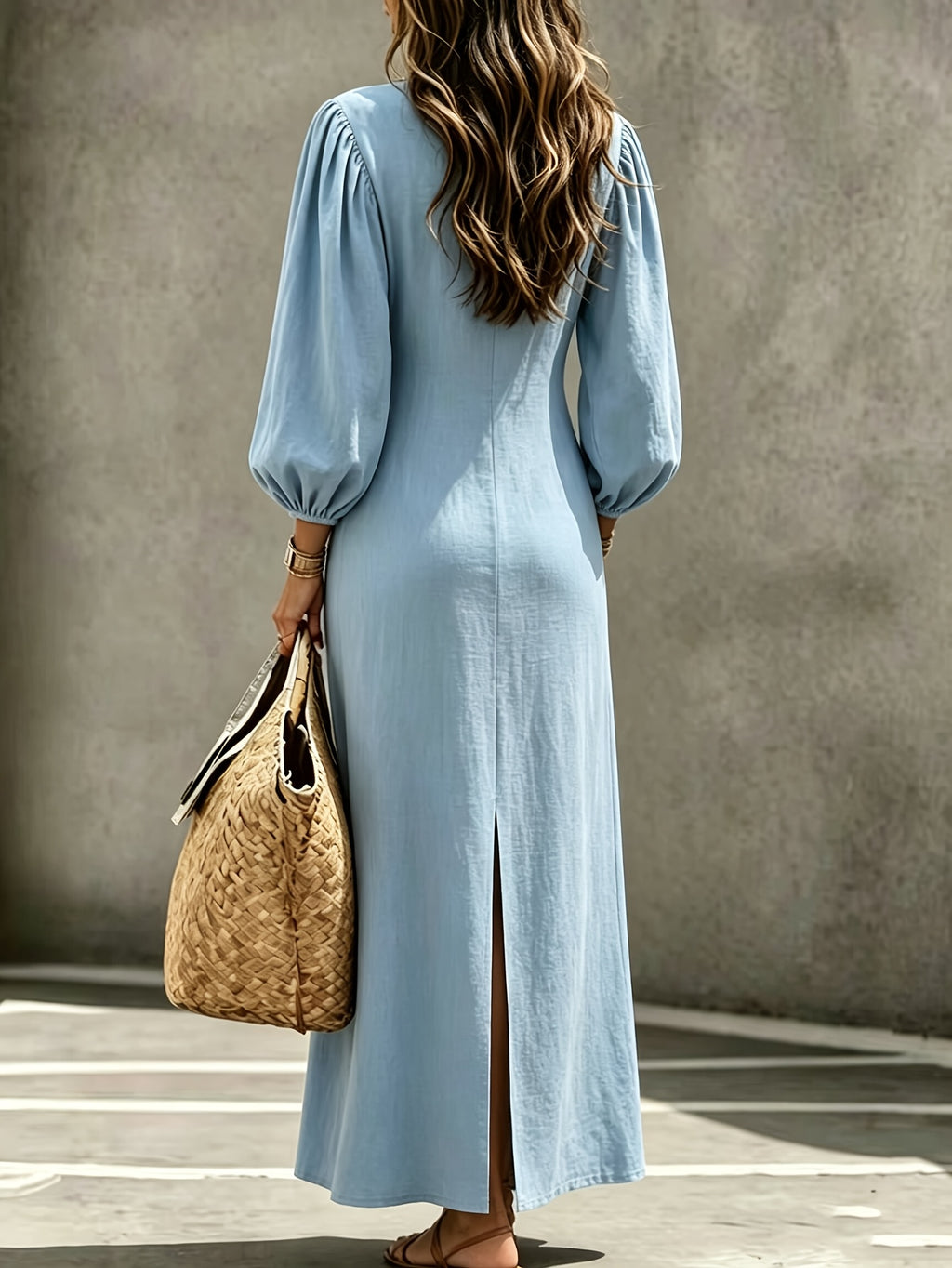 Presley | Puff Sleeve V-Neck Maxi Dress