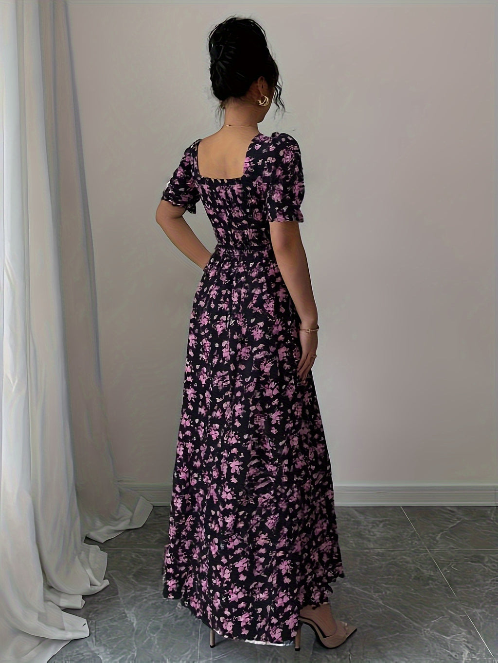 Ainsley | Floral Print Tie-Back Maxi Dress
