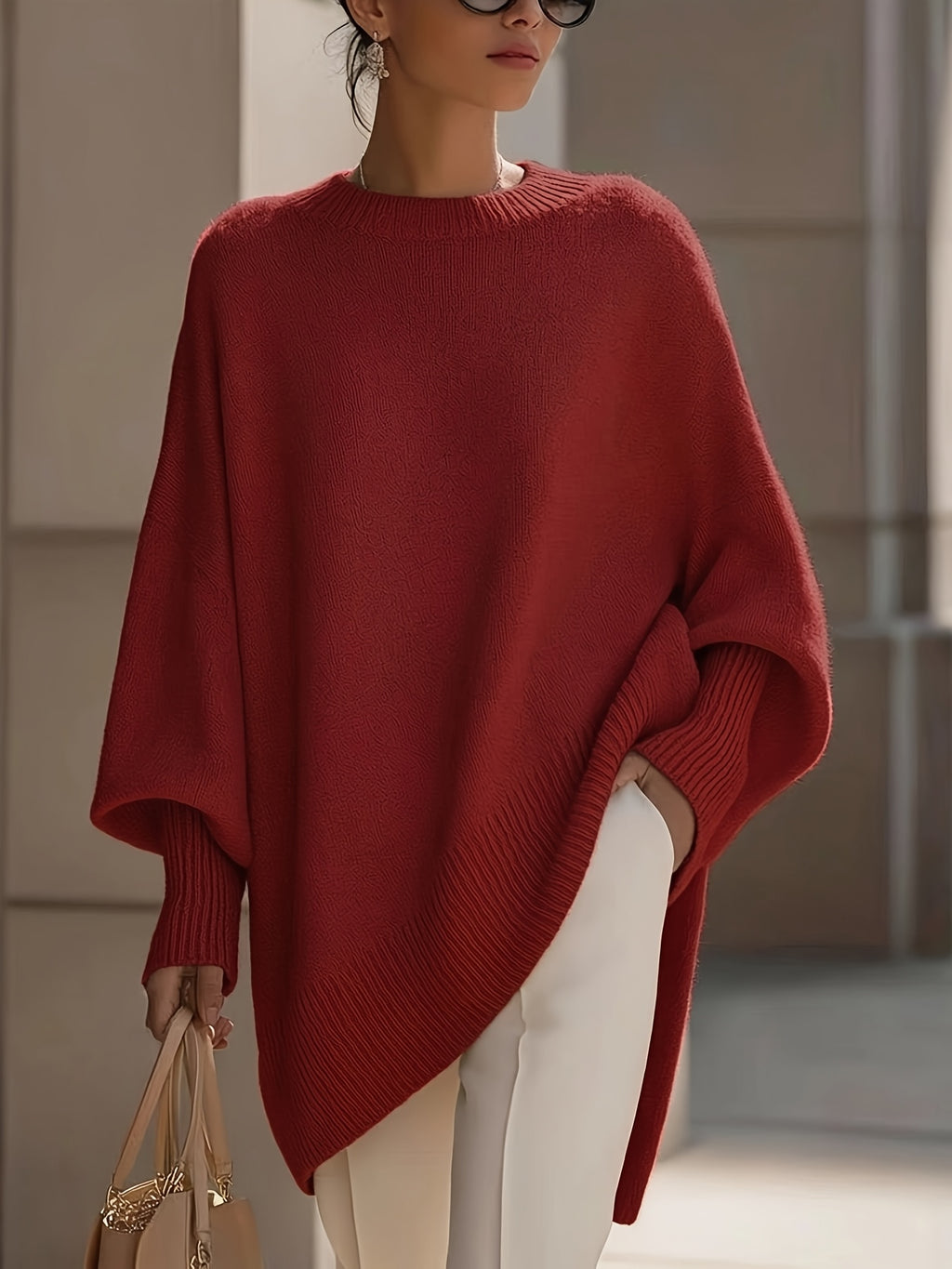 Ottilie | Lantern Sleeve Slanted Hem Sweater - view 10