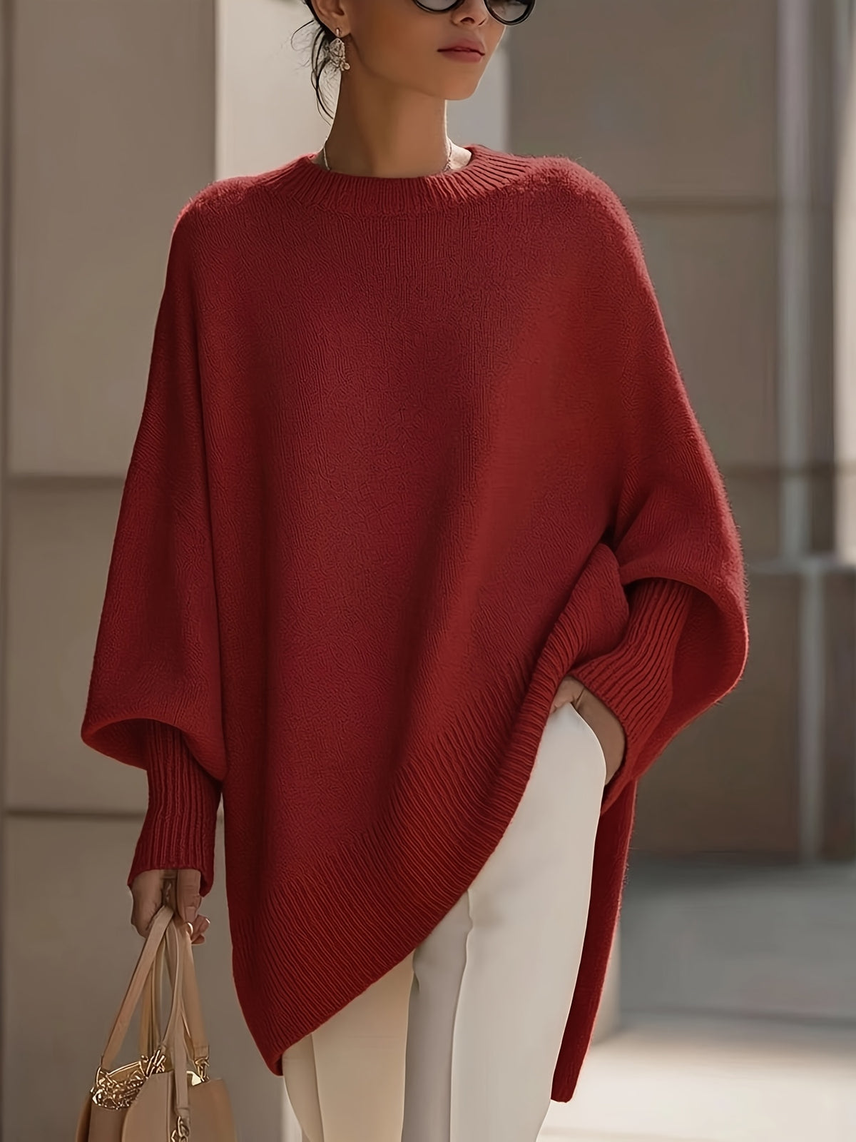 Ottilie | Lantern Sleeve Slanted Hem Sweater - view 10