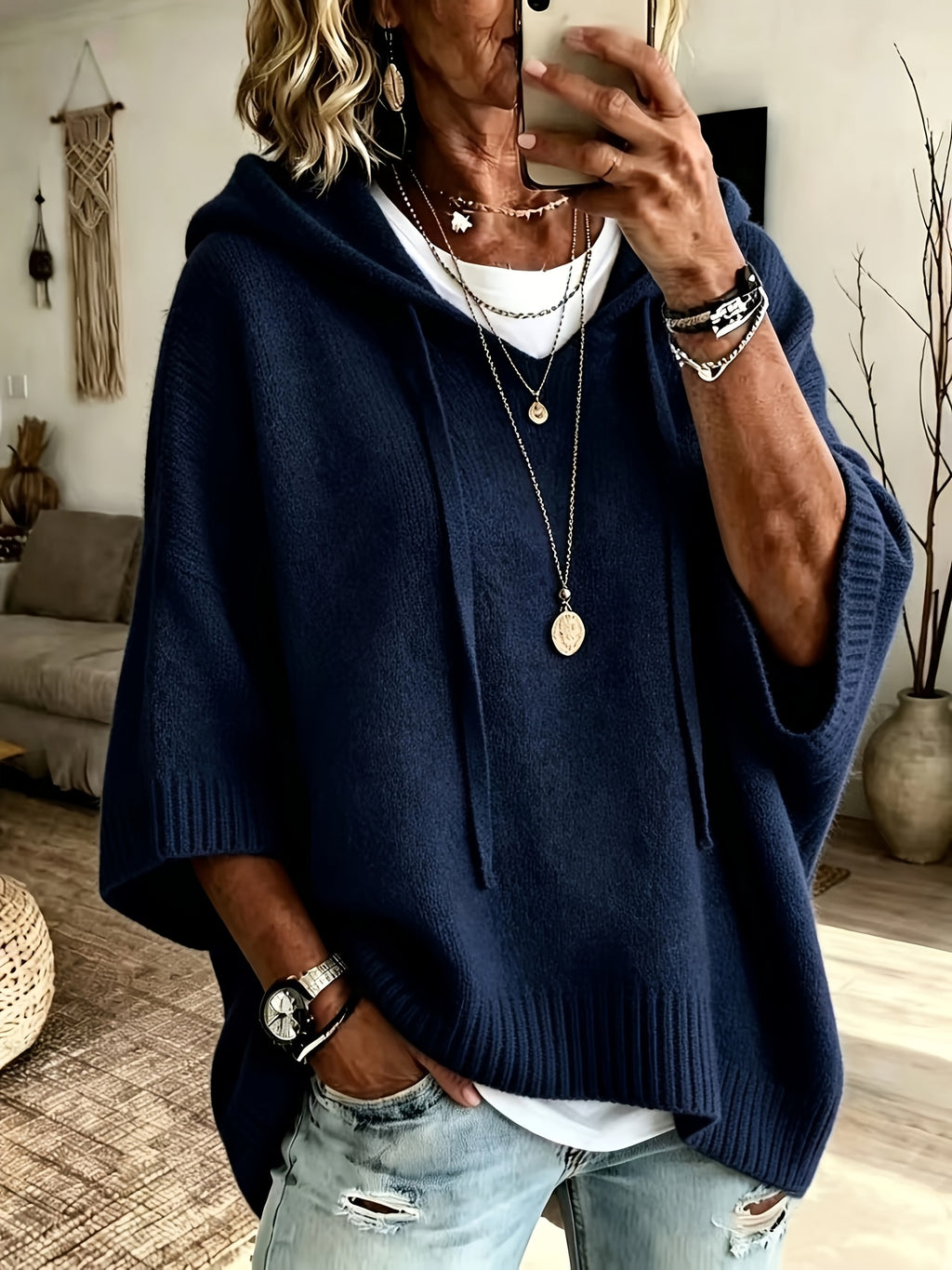 Rue | Drop Shoulder Drawstring Hoodie - view 8