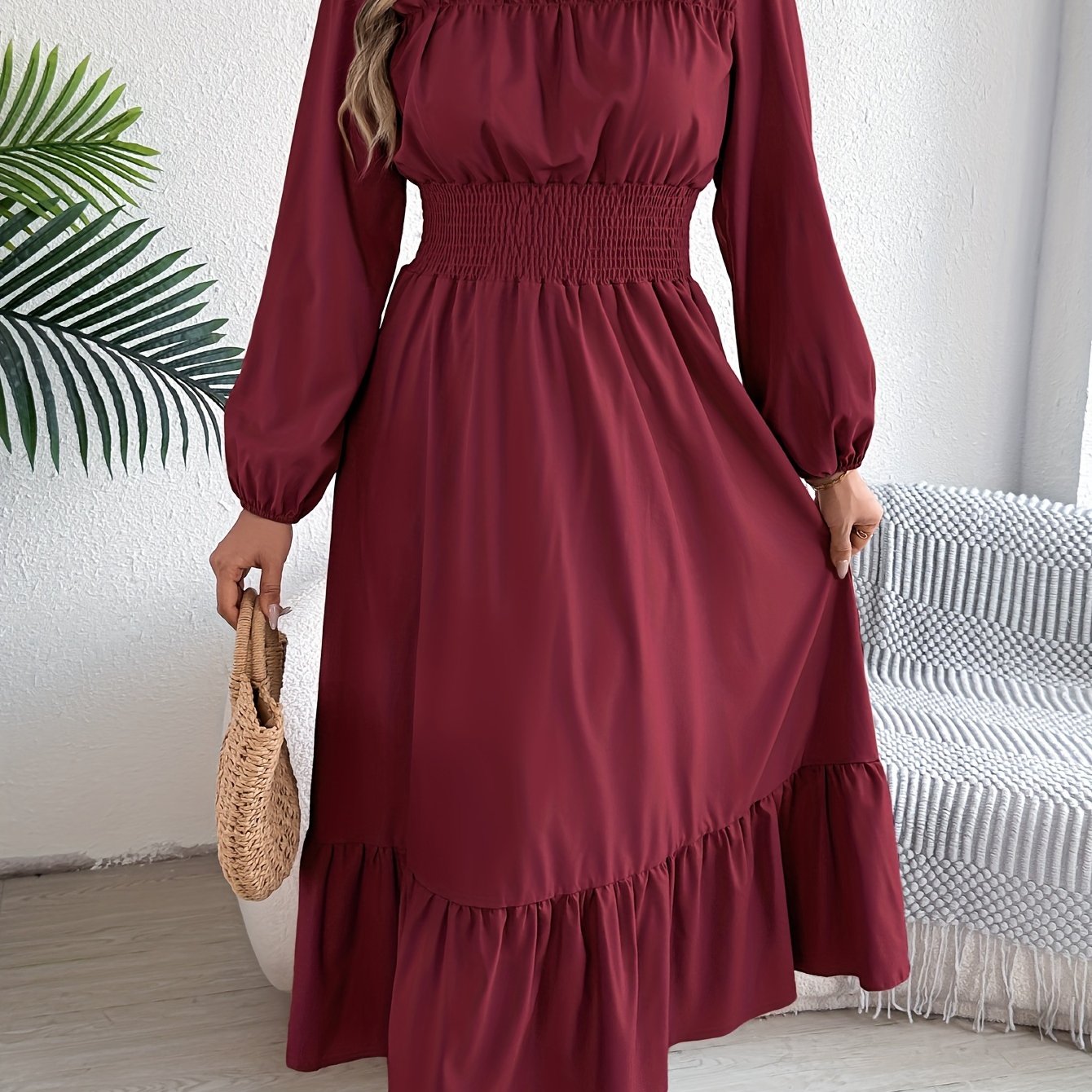Kinsley | Waist-Gathered Ruffle Hem Maxi Dress