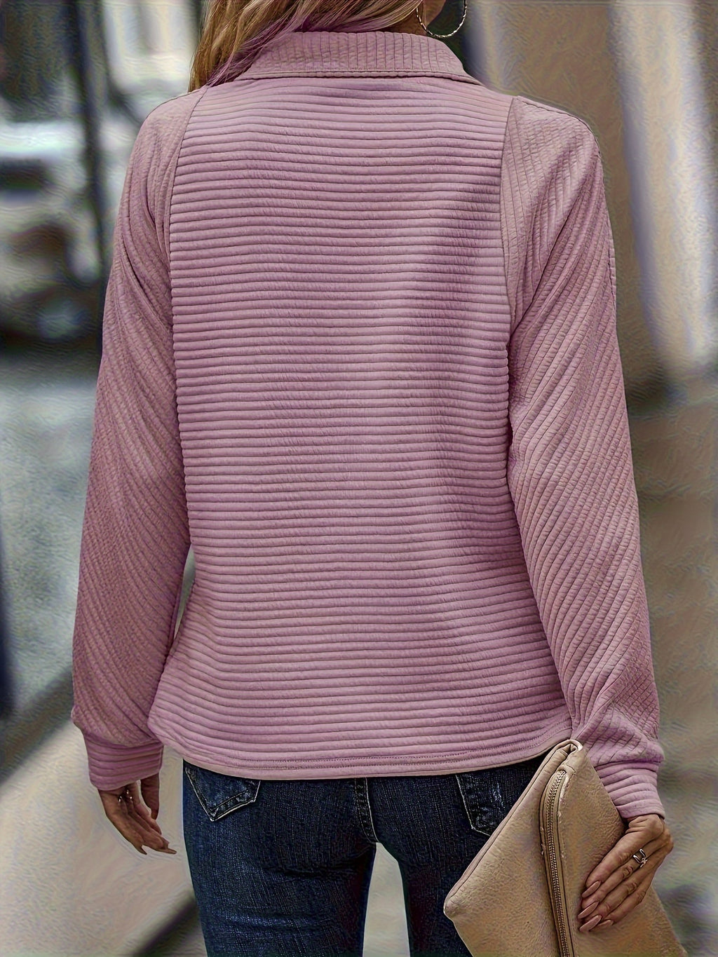 Delphine | Half Zip V Neck Pullover Sweater - view 7