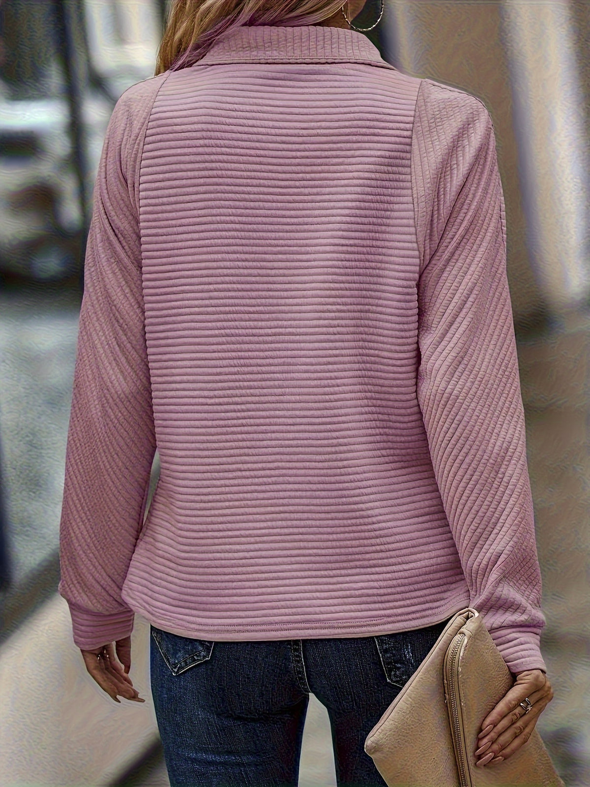 Delphine | Half Zip V Neck Pullover Sweater - view 7