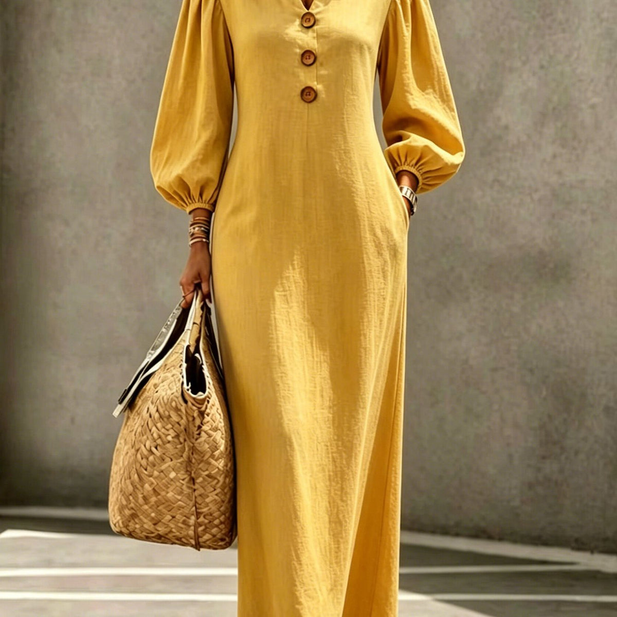 Presley | Puff Sleeve V-Neck Maxi Dress