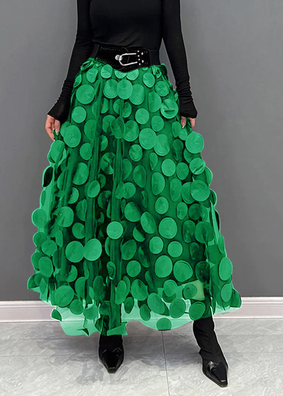 Tulle midi skirt with raised 3D dot appliqués and uneven hem - view 10