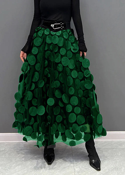 Tulle midi skirt with raised 3D dot appliqués and uneven hem - view 2