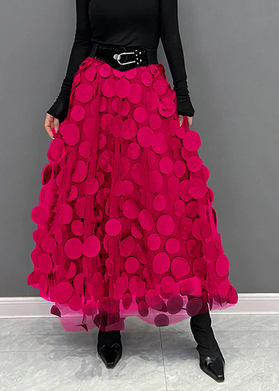 Tulle midi skirt with raised 3D dot appliqués and uneven hem - view 7