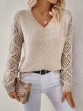 Alessia V-Neck Open Sleeve Sweater - front view
