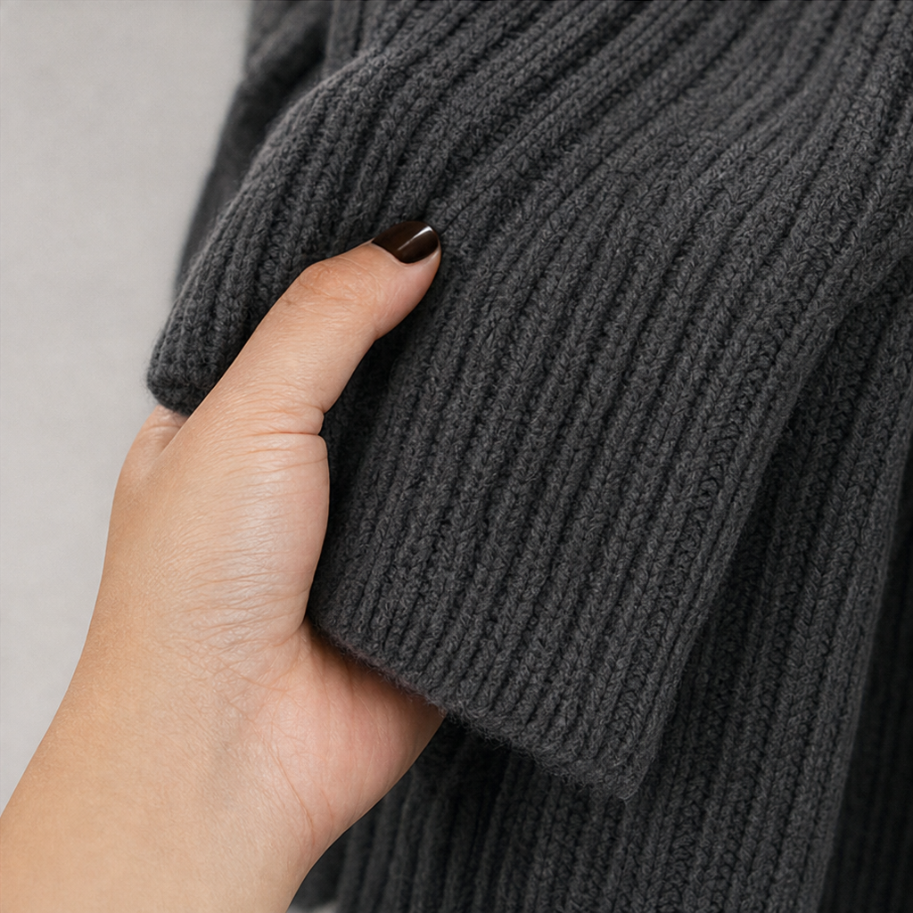 Ribbed turtleneck sweater dress with raglan sleeves in a relaxed mini length - view 10