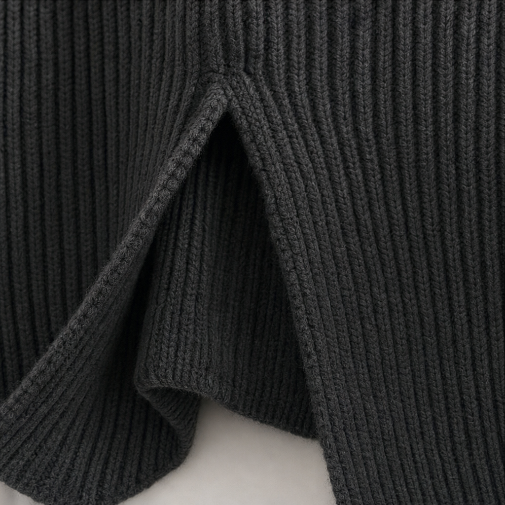 Ribbed turtleneck sweater dress with raglan sleeves in a relaxed mini length - view 9